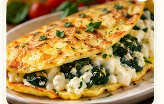 Omelete de espinafre e queijo cottage
